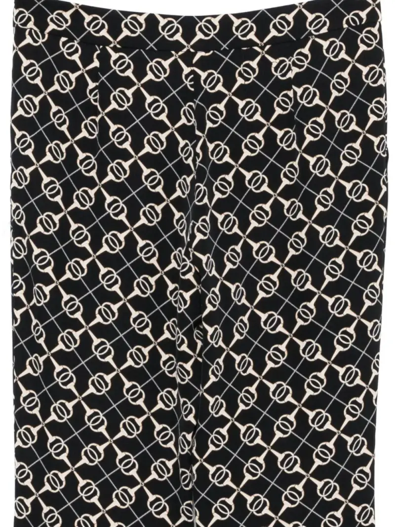 Pantaloni con Motivo a Fantasia e Gamba Svasata Nero miniatura 2