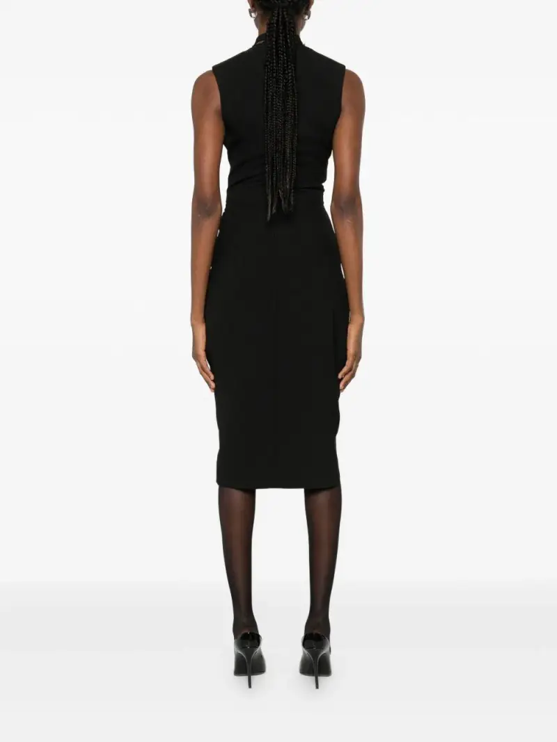 Abito Midi Senza Maniche con Pizzo Nero miniatura 2