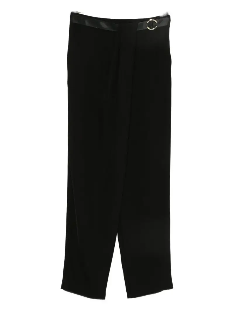 Pantaloni a Vita Alta con Dettaglio ad Anello Nero