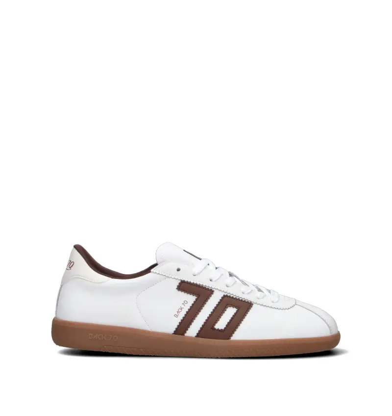 BACK70 Sneaker uomo bianca/cuoio in pelle Vario