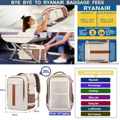 PUSLOM Zaino da viaggio Donna Beige 3508678 miniatura 2