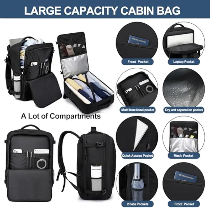 LIGSAN Zaino da viaggio Donna Nero 943014 miniatura 3