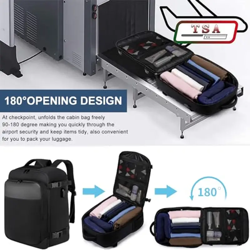 EZUOLA Zaino da viaggio Nero 2197630 miniatura 3