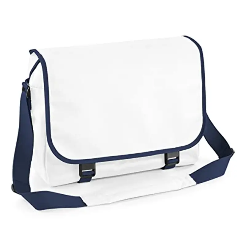 BagBase Messenger Bag Zaino, Bianco/French Navy (Multicolore), Taglia Unica Unisex-Adulto