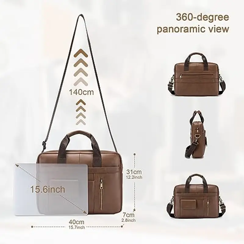 BAGZY 14 Pollici Ventiquattrore Borsa Business Uomo Porta PC Pelle Borsa da Lavoro Valigetta 24 Ore Regalo miniatura 3