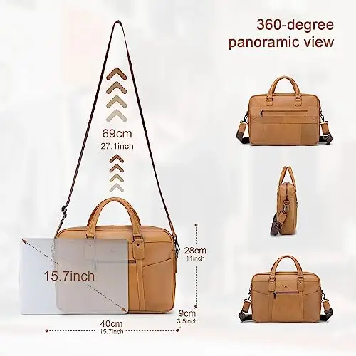BAGZY Borsa 24 Ore Uomo Ventiquattrore Pelle Borsa Porta PC 15.6 Pollici Borsa Uomo Lavoro Borsa Porta Documenti miniatura 3