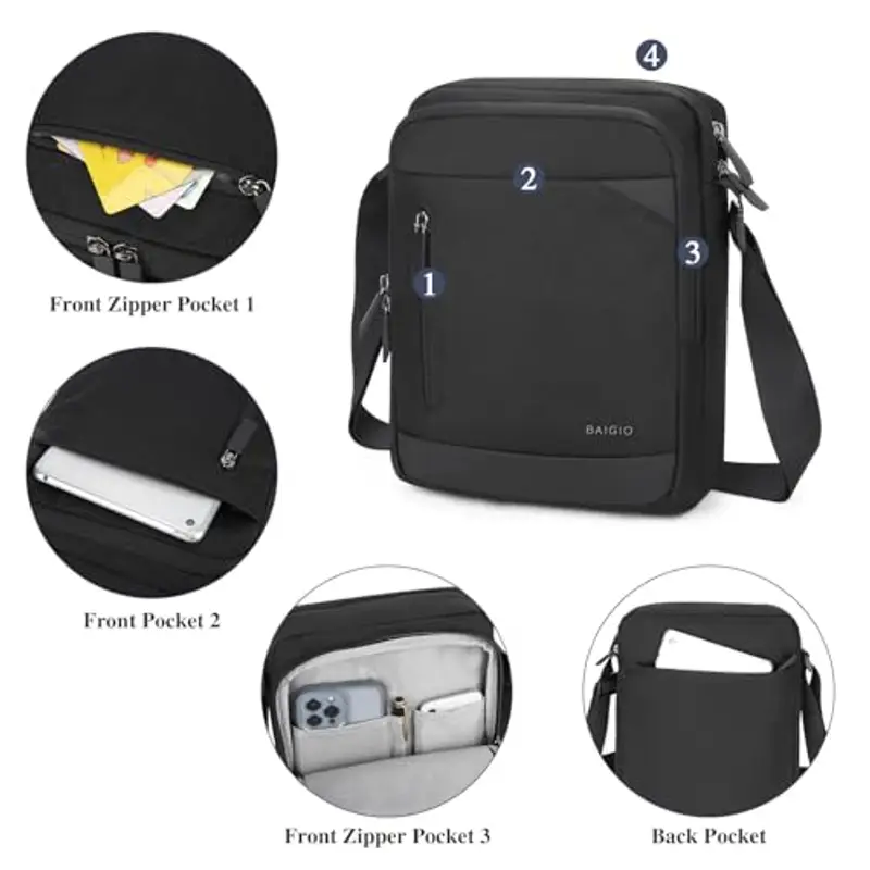 BAIGIO Borsa a spalla Uomo Nero 2160015 miniatura 3