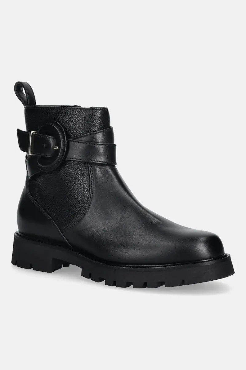 stivaletti alla caviglia in pelle donna colore nero D6B427P1VIBT