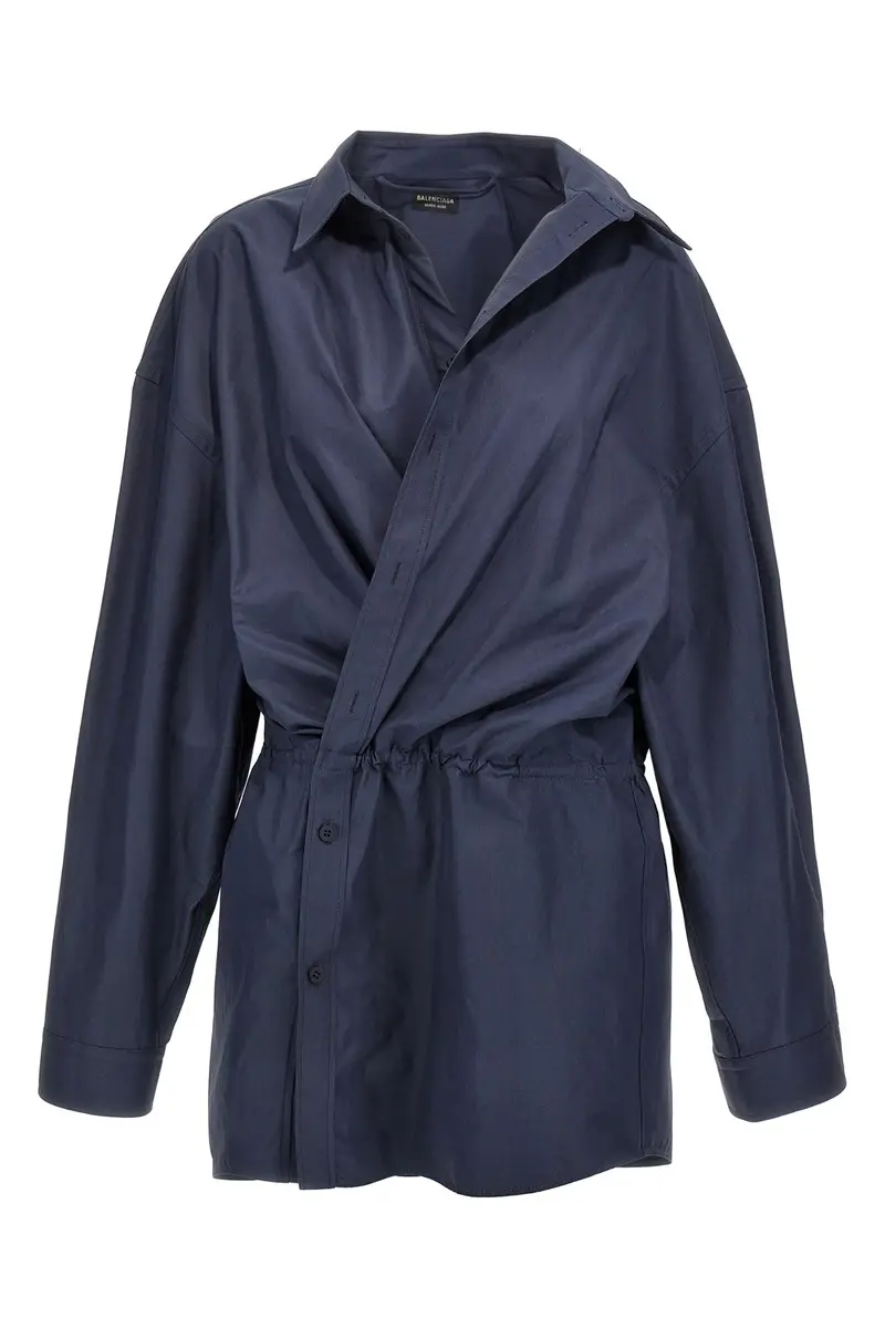 Abito Stile Camicia Mini Blu