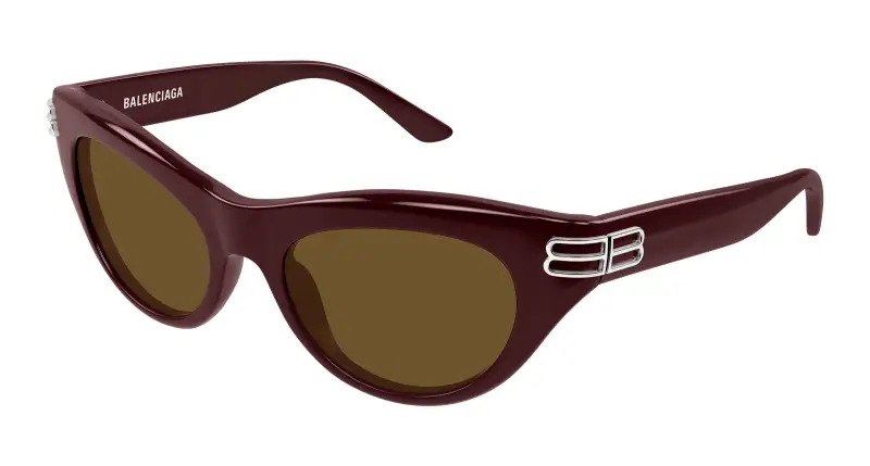 Donna Balenciaga BB0466S 004 Occhiali da sole Acetato Bordeaux Marrone Cat Eye