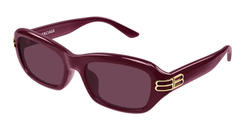Donna Balenciaga BB0471SK 004 Occhiali da sole Acetato Bordeaux Viola Squadrata