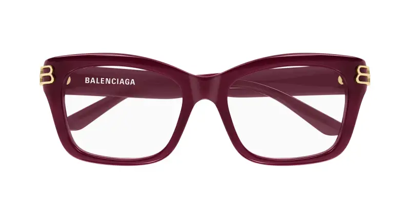 Donna Balenciaga BB0472O 004 Montature da vista Acetato Bordeaux Trasparente Squadrata miniatura 2