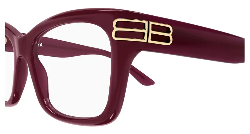 Donna Balenciaga BB0472O 004 Montature da vista Acetato Bordeaux Trasparente Squadrata miniatura 3