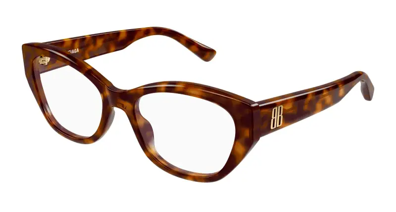 Donna Balenciaga BB0481O 002 Montature da vista Acetato Havana Trasparente Cat Eye