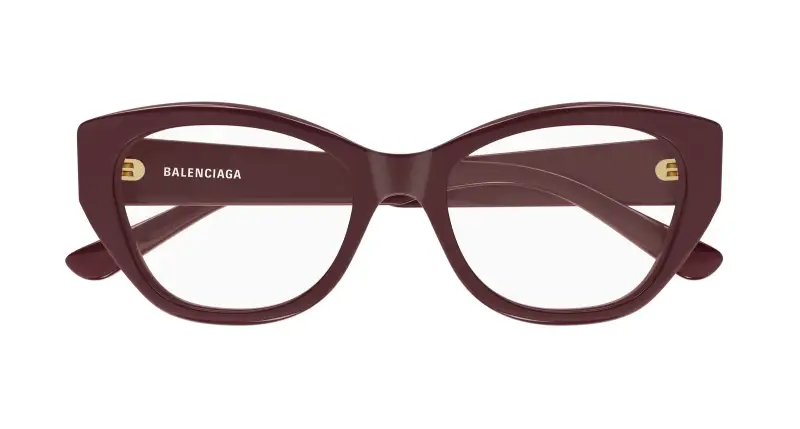 Donna Balenciaga BB0481O 007 Montature da vista Acetato Bordeaux Trasparente Cat Eye miniatura 2