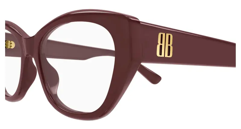 Donna Balenciaga BB0481O 007 Montature da vista Acetato Bordeaux Trasparente Cat Eye miniatura 3