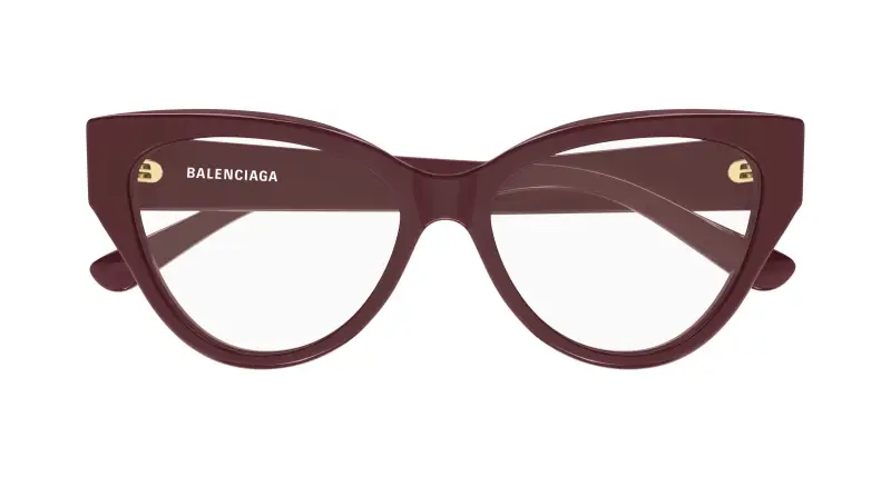 Donna Balenciaga BB0482O 003 Montature da vista Acetato Bordeaux Trasparente Cat Eye miniatura 2