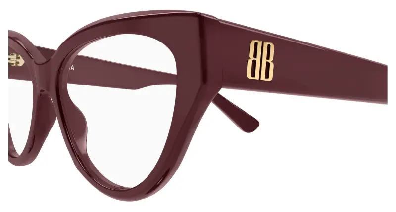 Donna Balenciaga BB0482O 003 Montature da vista Acetato Bordeaux Trasparente Cat Eye miniatura 3