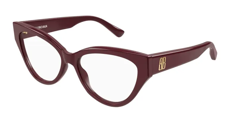 Donna Balenciaga BB0482O 003 Montature da vista Acetato Bordeaux Trasparente Cat Eye
