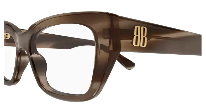 Donna Balenciaga BB0483O 004 Montature da vista Acetato Marrone Trasparente Squadrata miniatura 3