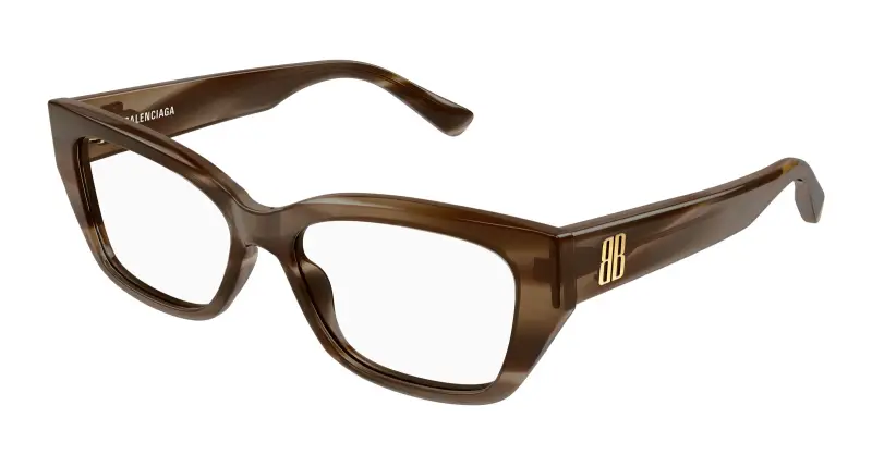 Donna Balenciaga BB0483O 004 Montature da vista Acetato Marrone Trasparente Squadrata