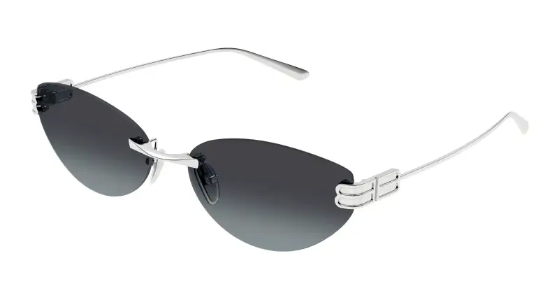 Donna Balenciaga BB0486S 002 Occhiali da sole Metallo Argento Fumo Cat Eye