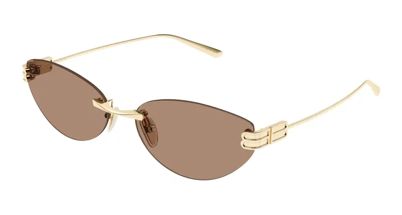 Donna Balenciaga BB0486S 004 Occhiali da sole Metallo Oro Marrone Cat Eye