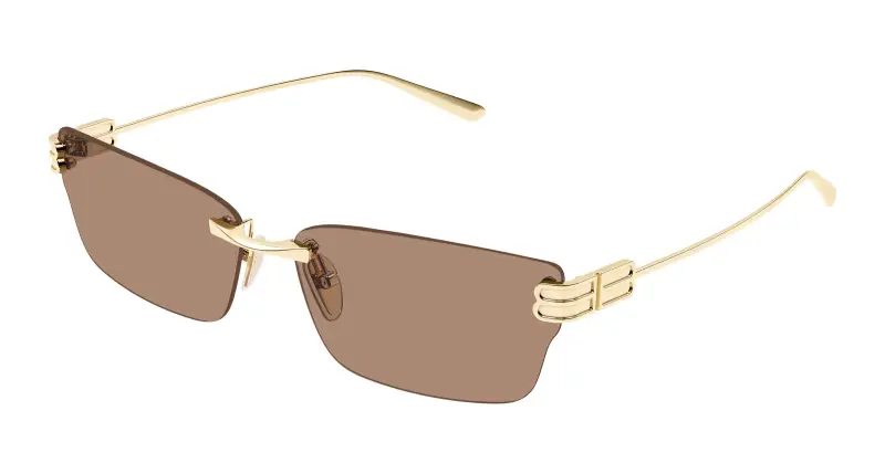 Donna Balenciaga BB0487S 004 Occhiali da sole Metallo Oro Marrone Cat Eye