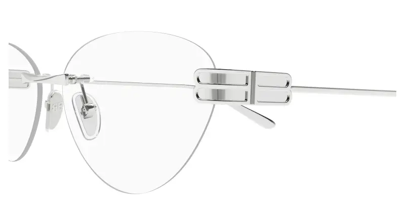 Donna Balenciaga BB0489O 001 Montature da vista Metallo Argento Trasparente Cat Eye miniatura 3