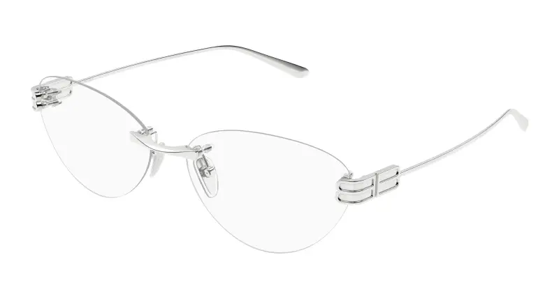 Donna Balenciaga BB0489O 001 Montature da vista Metallo Argento Trasparente Cat Eye