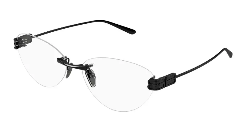 Donna Balenciaga BB0489O 002 Montature da vista Metallo Nero Trasparente Cat Eye