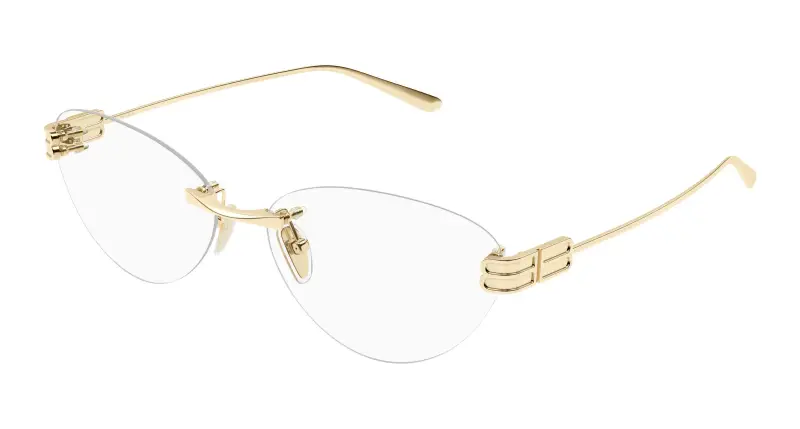 Donna Balenciaga BB0489O 004 Montature da vista Metallo Oro Trasparente Cat Eye