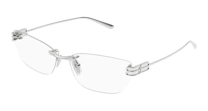 Donna Balenciaga BB0490O 001 Montature da vista Metallo Argento Trasparente Squadrata