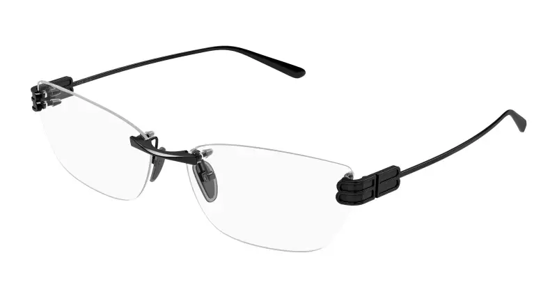 Donna Balenciaga BB0490O 002 Montature da vista Metallo Nero Trasparente Squadrata