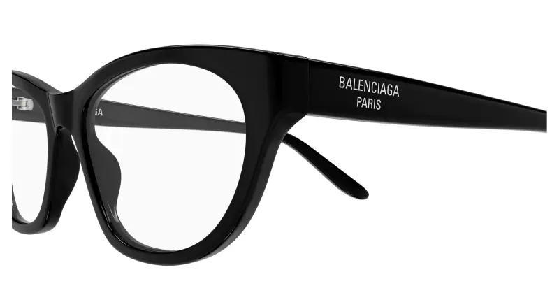 Donna Balenciaga BB0500O 001 Montature da vista Acetato Nero Trasparente Cat Eye miniatura 3