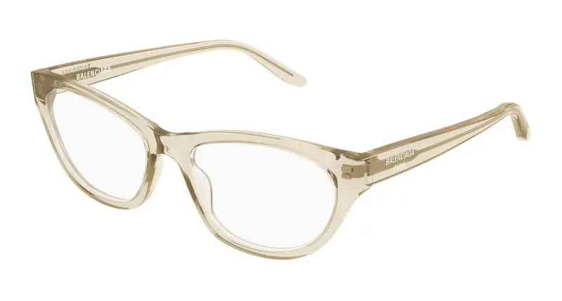 Donna Balenciaga BB0500O 005 Montature da vista Acetato Beige Trasparente Cat Eye