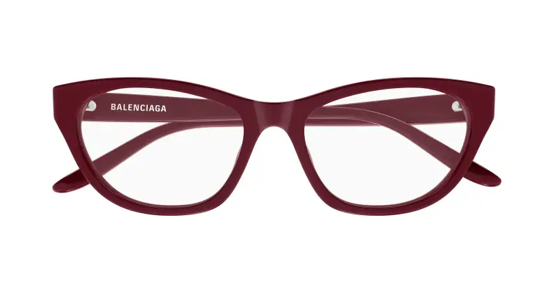 Donna Balenciaga BB0500O 006 Montature da vista Acetato Bordeaux Trasparente Cat Eye miniatura 2