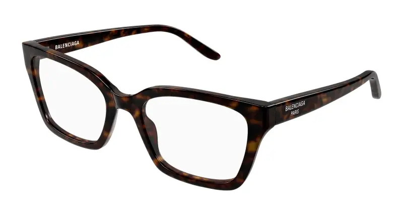 Donna Balenciaga BB0501O 002 Montature da vista Acetato Havana Trasparente Cat Eye