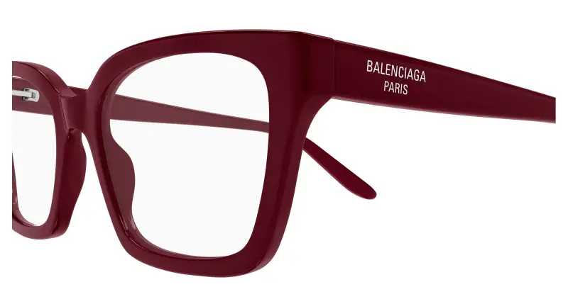 Donna Balenciaga BB0501O 006 Montature da vista Acetato Bordeaux Trasparente Cat Eye miniatura 3
