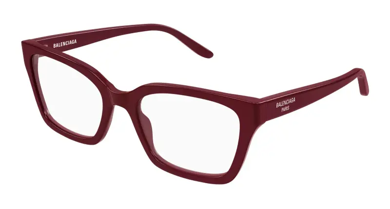 Donna Balenciaga BB0501O 006 Montature da vista Acetato Bordeaux Trasparente Cat Eye