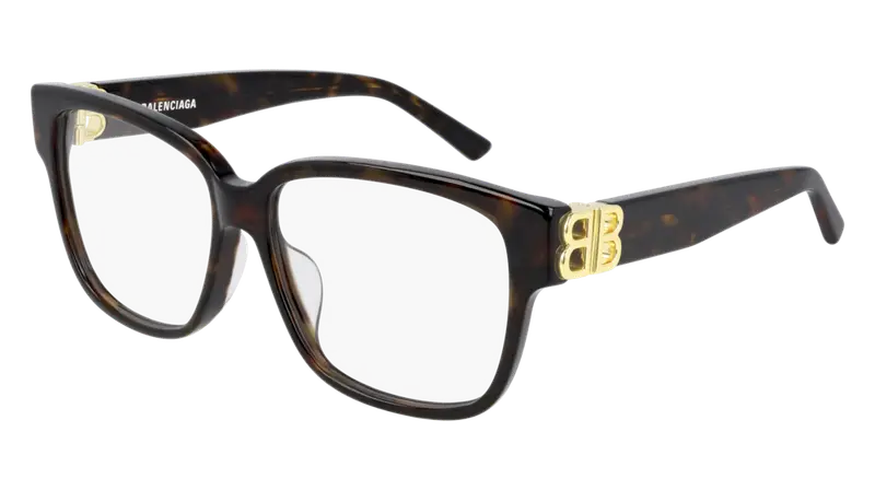 Balenciaga Donna BB0104O 002 Montature da vista Acetato Havana Trasparente Squadrata