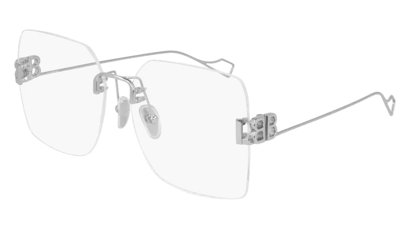 Balenciaga Donna BB0113O 002 Montature da vista Metallo Argento Trasparente Squadrata