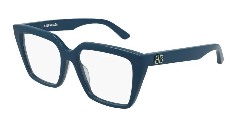 Balenciaga Donna BB0130O 007 Montature da vista Acetato Blu Trasparente Squadrata