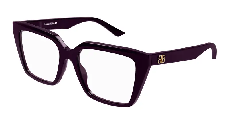 Balenciaga Donna BB0130O 009 Montature da vista Acetato Viola Trasparente Squadrata
