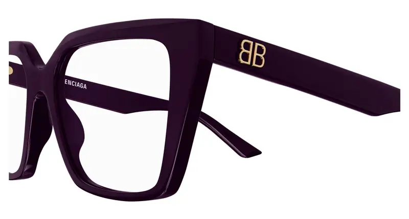 Balenciaga Donna BB0130O 009 Montature da vista Acetato Viola Trasparente Squadrata miniatura 2