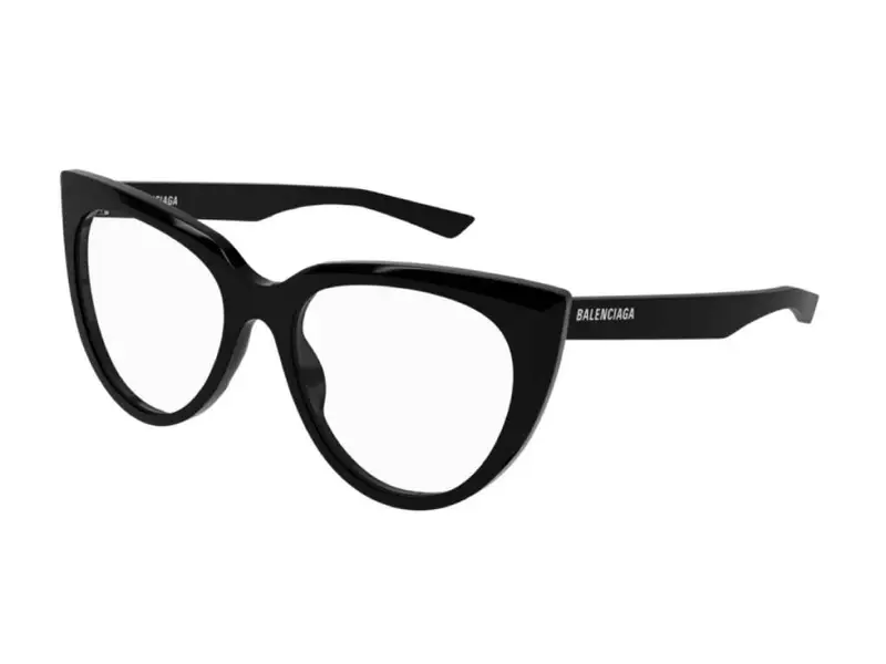 Balenciaga Donna BB0218O 001 Montature da vista Acetato Nero Trasparente Cat Eye