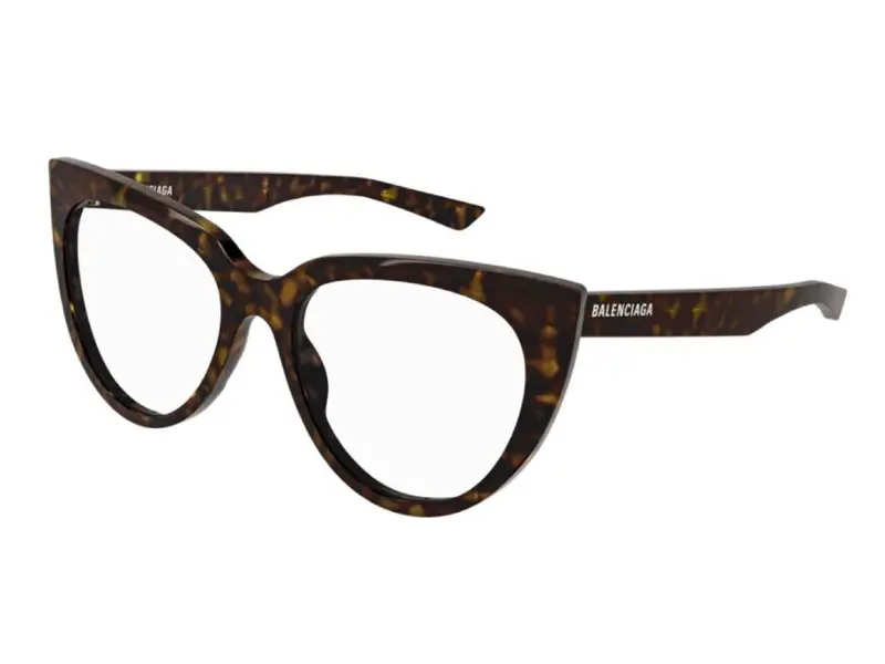 Balenciaga Donna BB0218O 002 Montature da vista Acetato Havana Trasparente Cat Eye