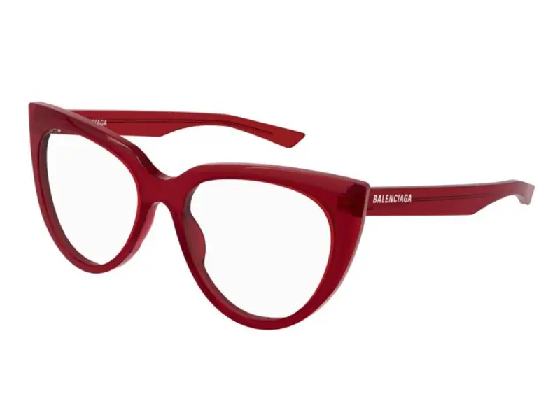 Balenciaga Donna BB0218O 004 Montature da vista Acetato Rosso Trasparente Cat Eye