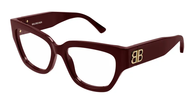 Balenciaga Donna BB0326O 004 Montature da vista Acetato Bordeaux Trasparente Squadrata