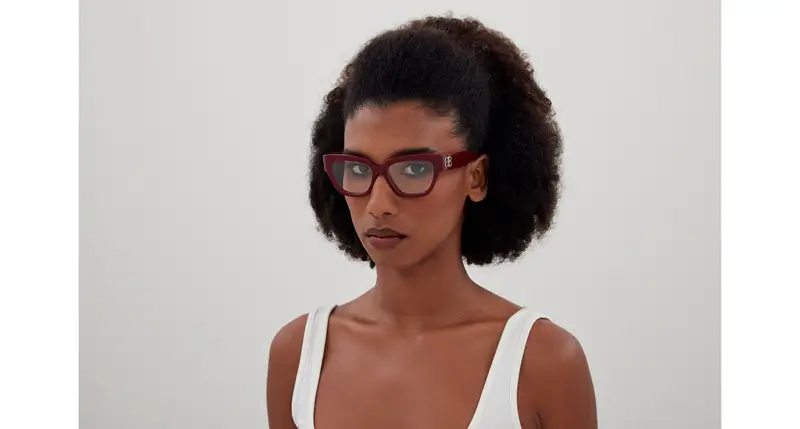 Balenciaga Donna BB0326O 004 Montature da vista Acetato Bordeaux Trasparente Squadrata miniatura 3